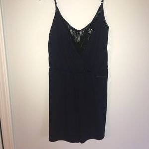 Dark Blue & Black Lace Romper